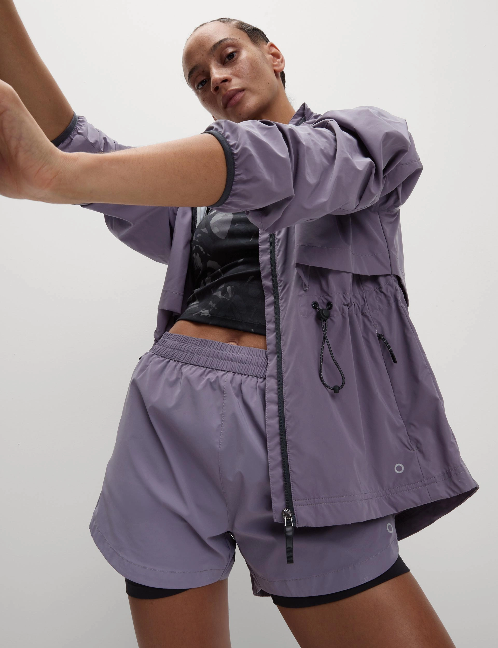 360?? Reflective Layered Running Shorts - Lilac Breezy Layer Active Flex Fit