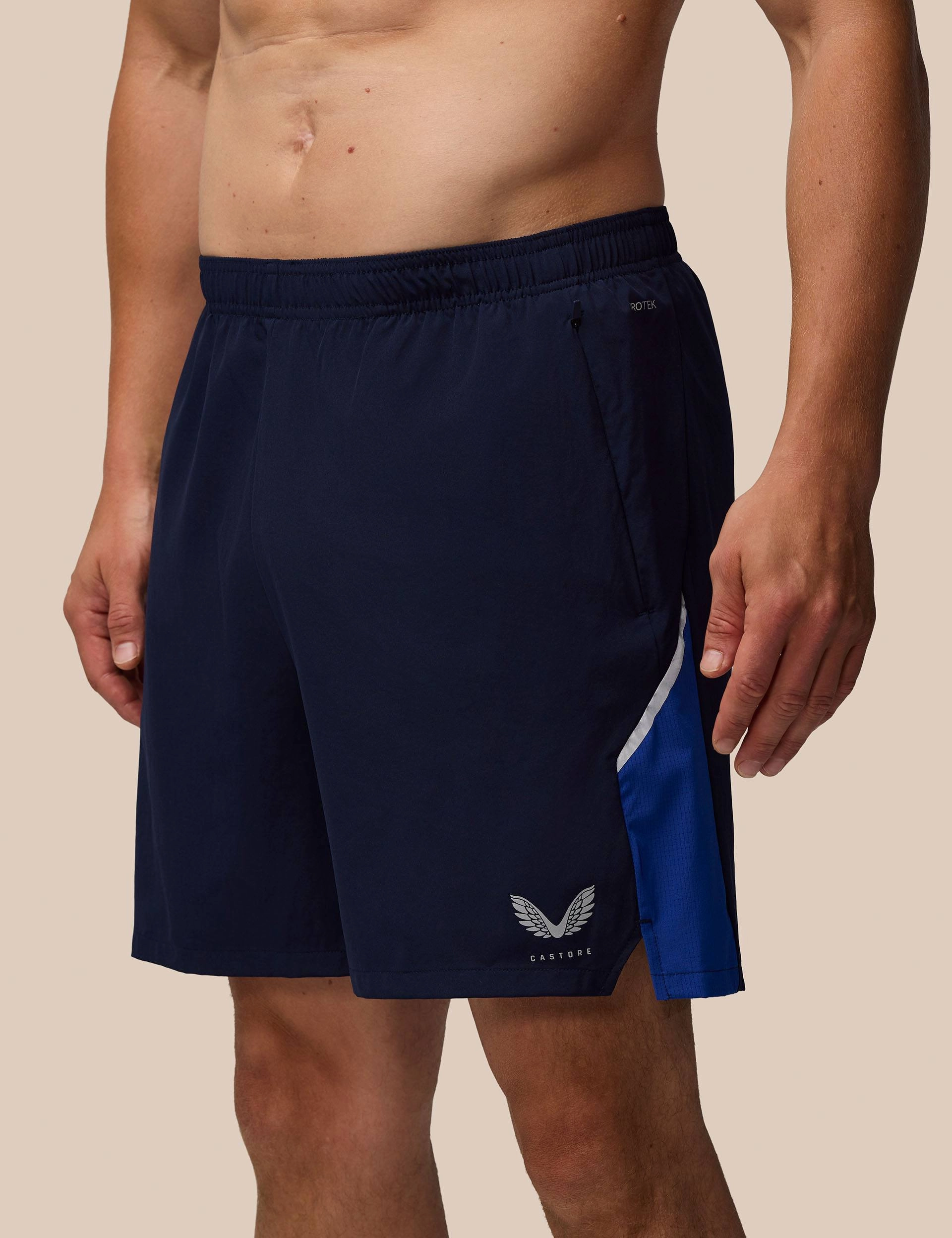 ComfortStretch 6" Short - Midnight Navy/Azure Blue /Silver Reflective