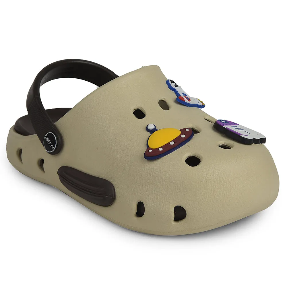 Abrasion Defying Heel Guard running shoes for unisex youth A-HA Beige Casual Clogs For Kids CUTIER By Liberty