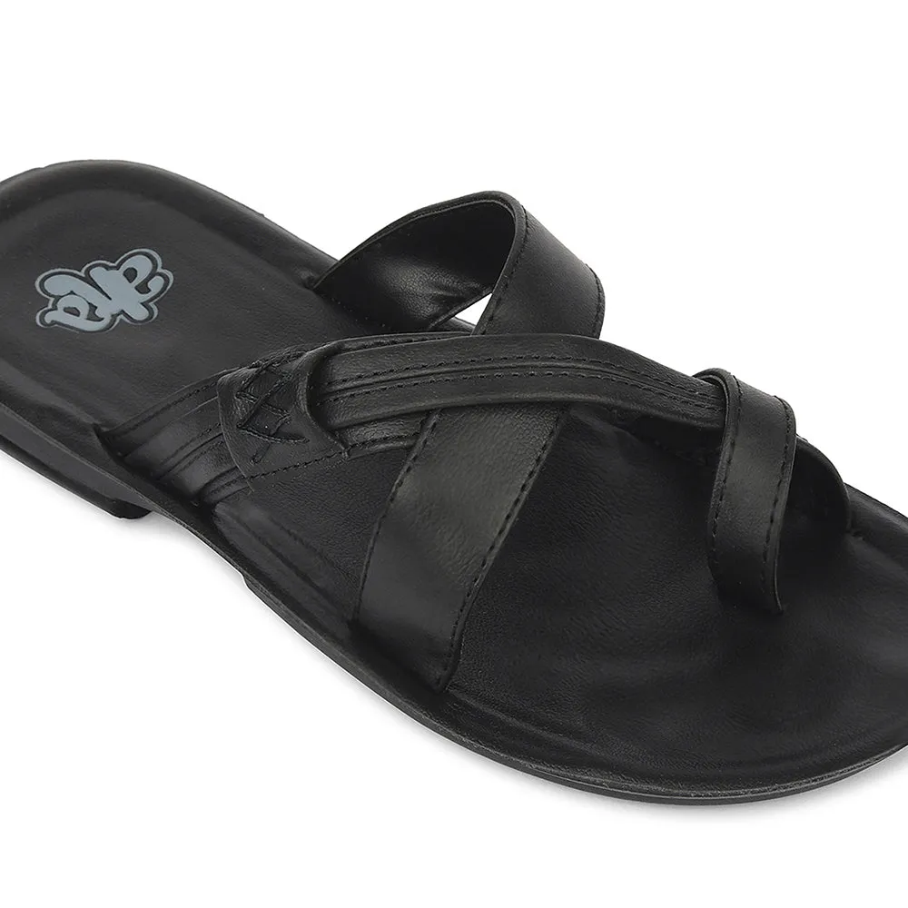 Tear Resistant Knit sports essentials A-HA Black Casual Flat Sandal For Men MPU-60 By Liberty