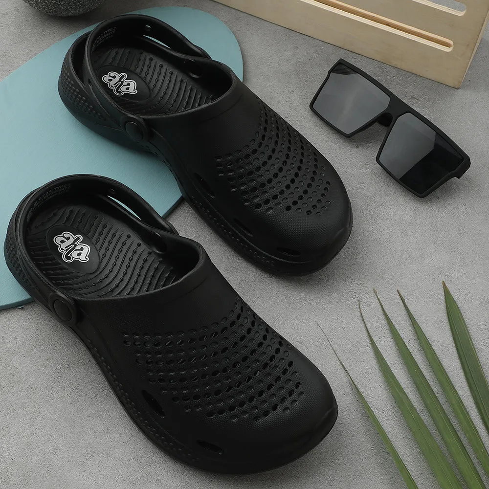 grassy shoes A-HA Black Slingback Clogs For Men GMF-02E By Liberty