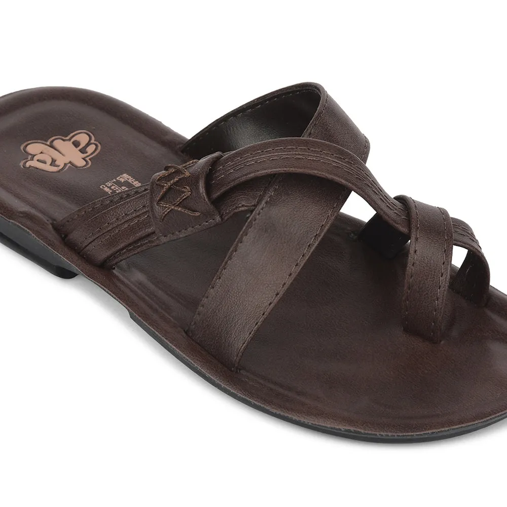 teenagers sports - themed shoes A-HA Brown Casual Flat Sandal For Men MPU-60 By Liberty