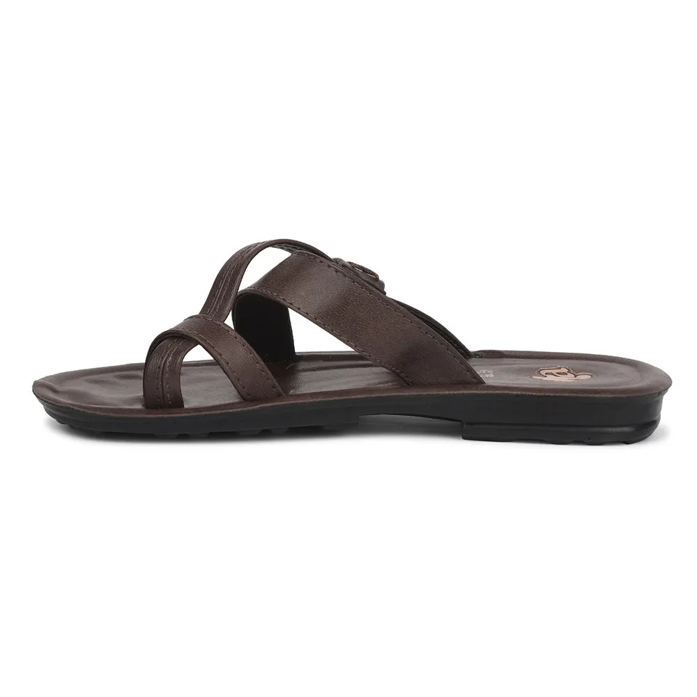 A-HA Brown Casual Flat Sandal For Men MPU-60 By Liberty Stability Pod Configuration Lightweight Upper