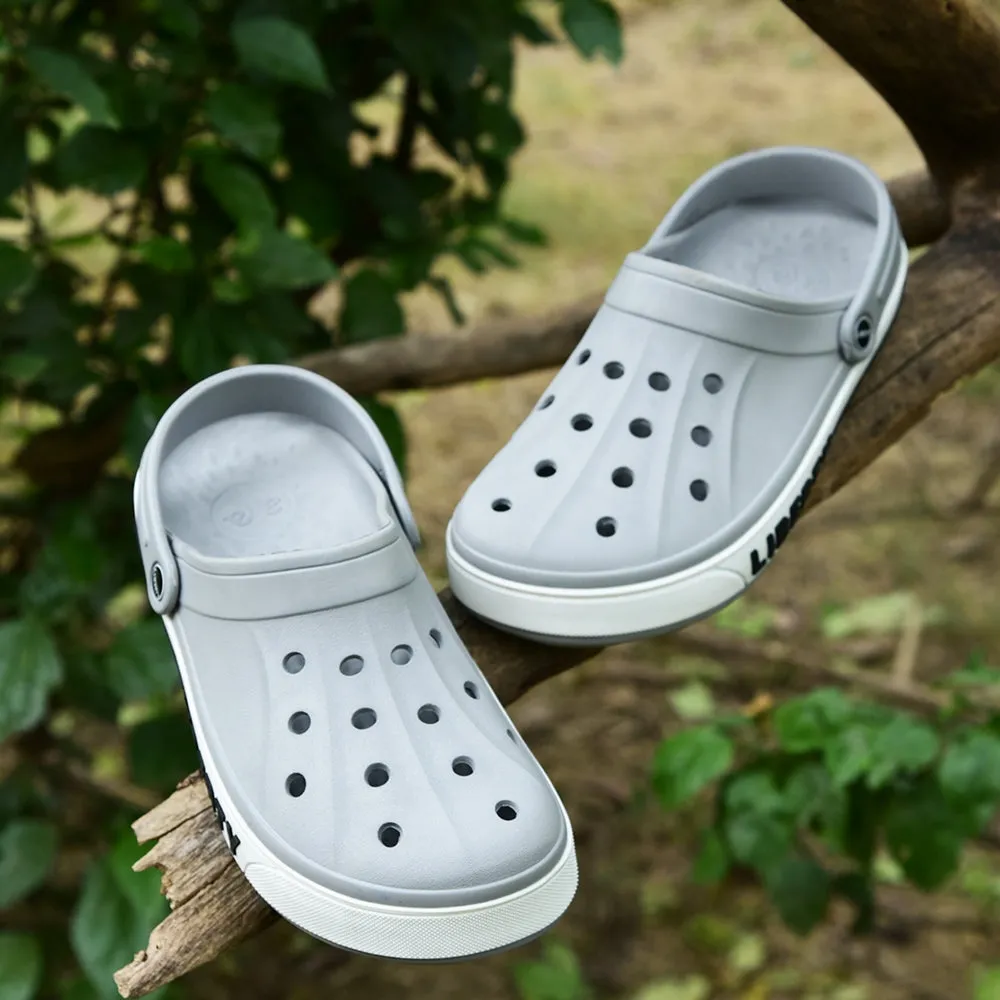 A-HA Light Grey Casual Slip-on Clogs For Men LITEWALK By Liberty Breathable knit Odor Control Technology