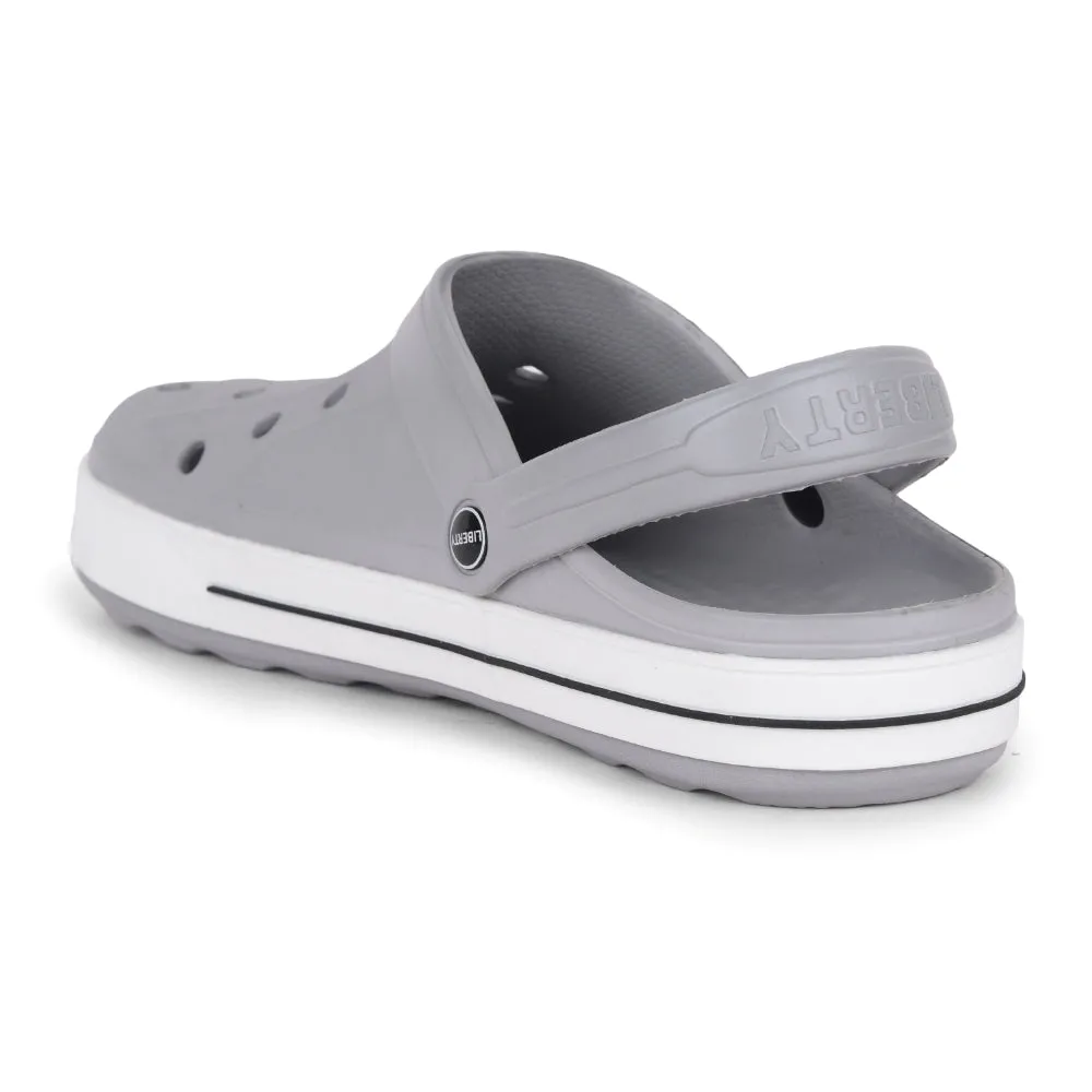 A-HA Light Grey Casual Slip-on Clogs For Men LITEWALK By Liberty Adaptive Cushioning Tech