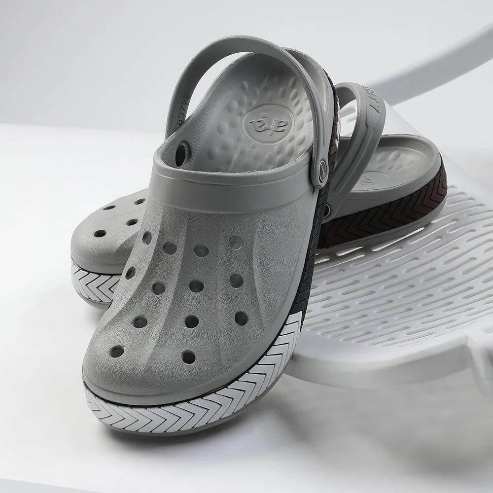 A-HA Light Grey Casual Slip-on Clogs For Men LITEWALKXT By Liberty Anti Odour Technology