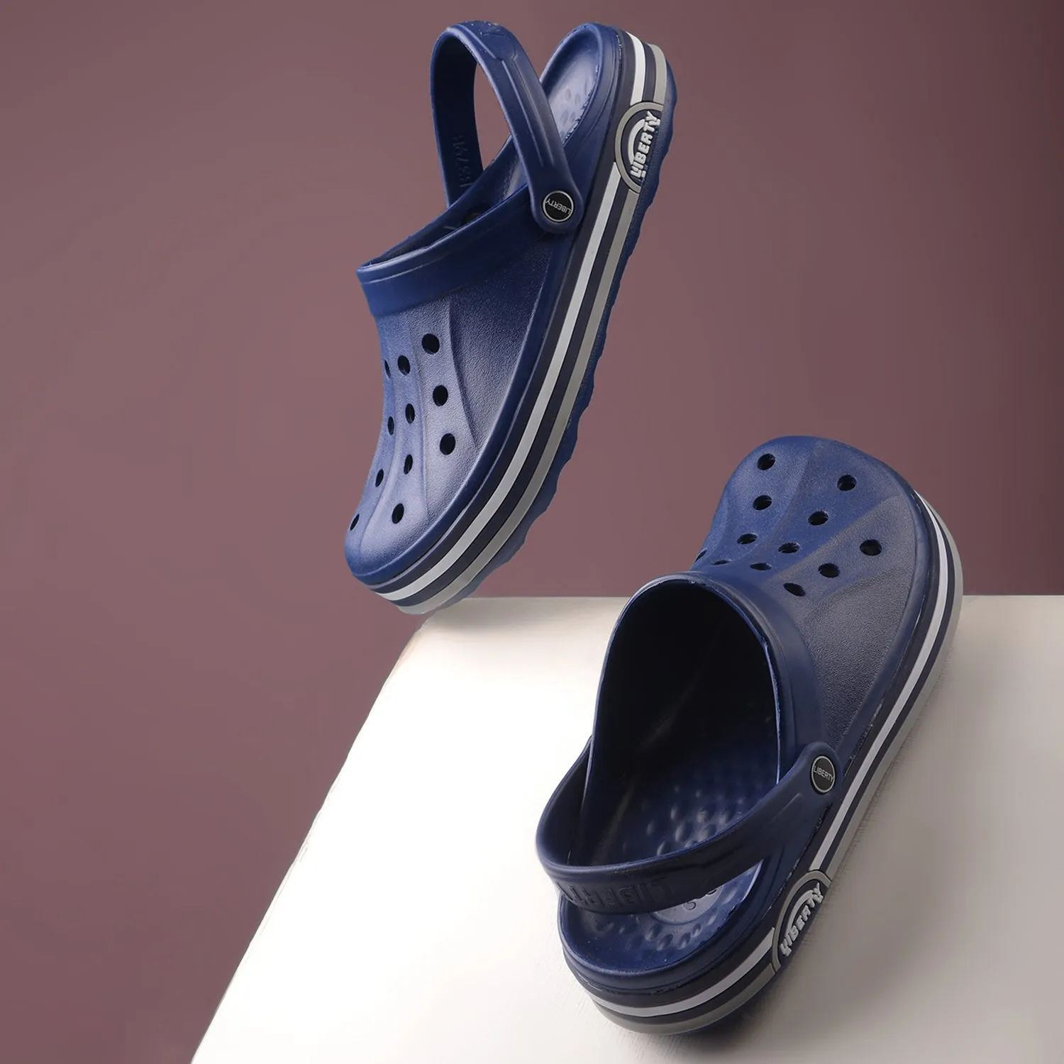 Dynamic Transition System Secure fit A-HA Navy Blue Casual Slingback Clogs For Men LITEWALKNR By Liberty