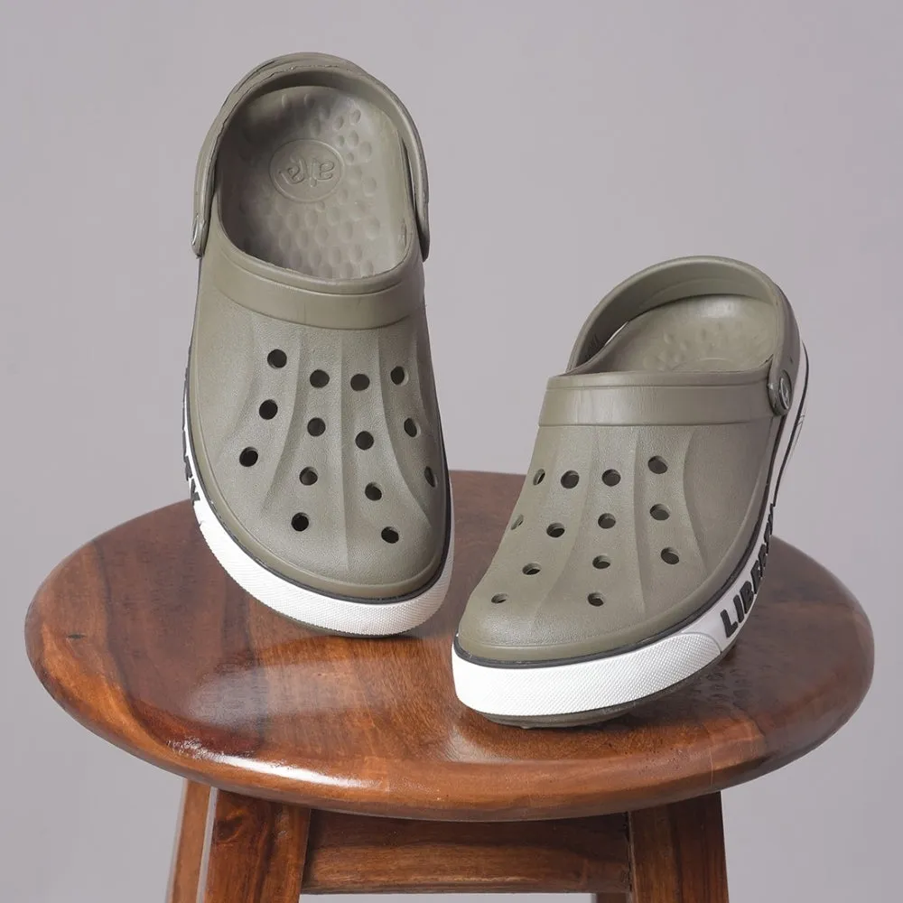 narrow widths Colossal durability A-HA Olive Green Casual Slip-on Clogs For Men LITEWALK By Liberty