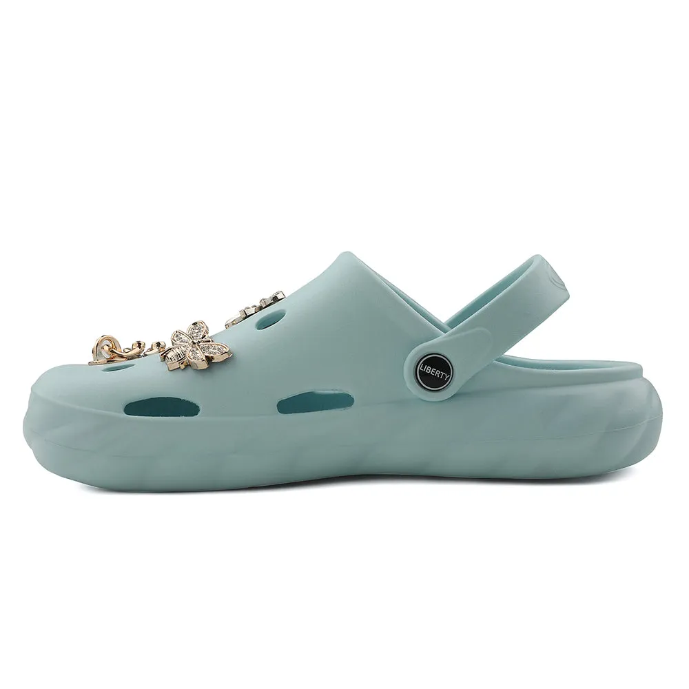 Toe Comfort Outsole Pattern A-HA Sky Blue Slingback Clogs For Women BEACHWALKL By Liberty