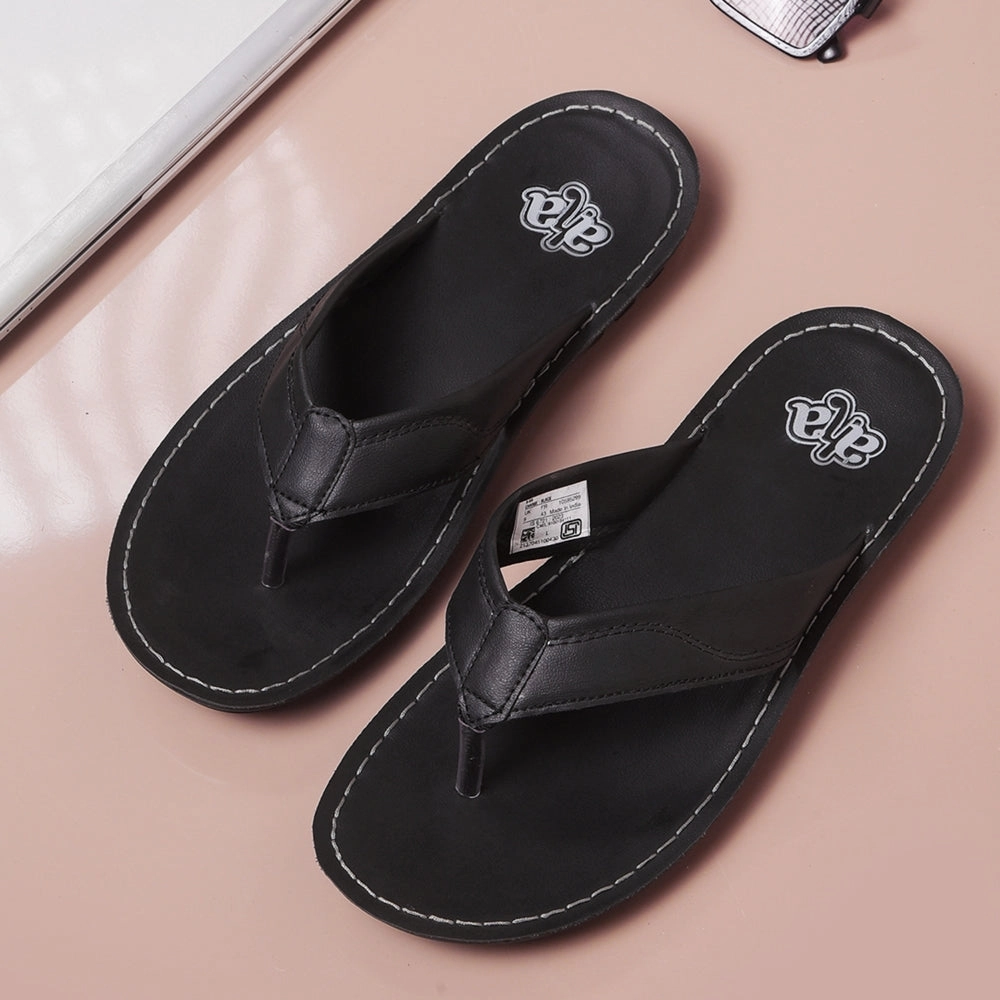 A-HA Black Casual Slippers For Men CHARGE By Liberty Flexible Ride