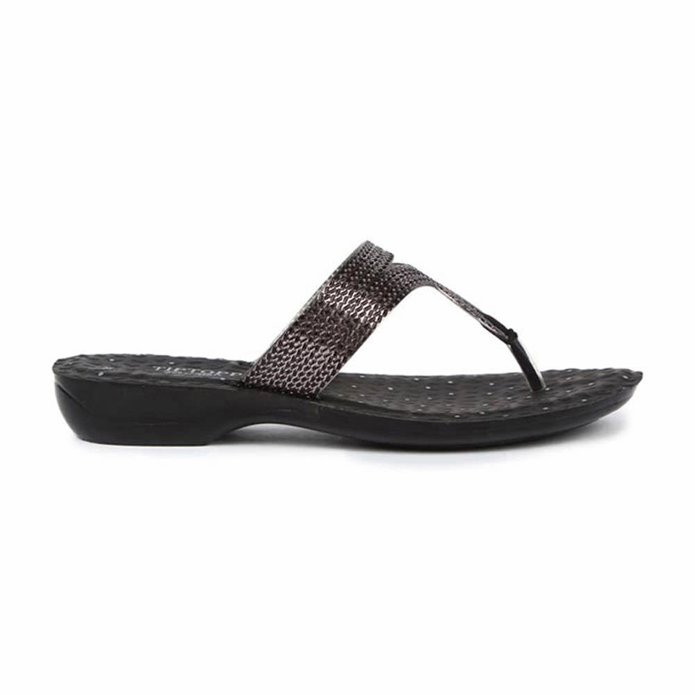 A-HA By Liberty ETHNIC-05 Women Ethnic Black Slippers stretchy - straps