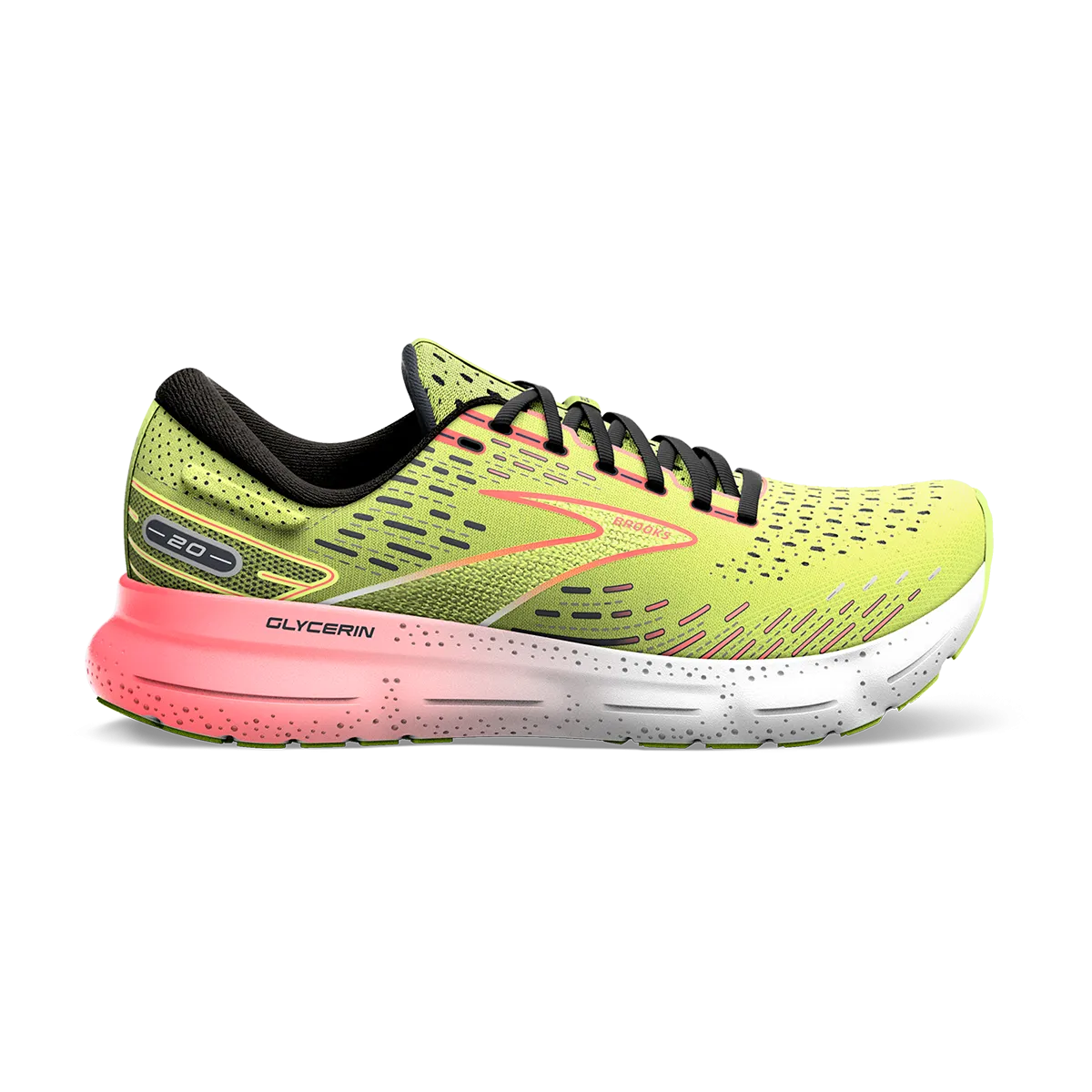 Brooks Glycerin 20 - Lime - Red - Ebony Spring - running running in a forest