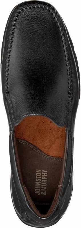Johnston & Murphy Men's Crawford Venetian - Black Campus Vibe Flatlock stitching