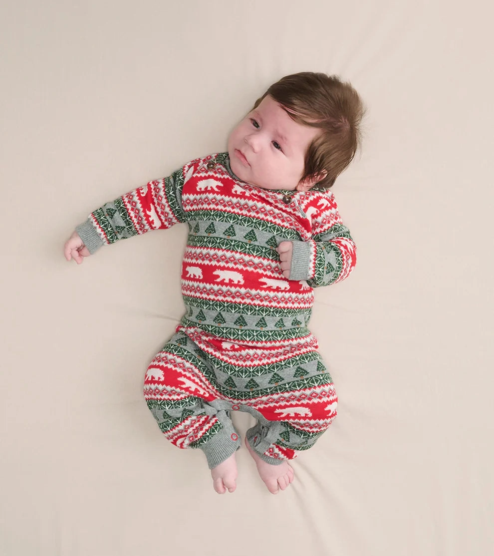 Royal Ease Hatley Fair Isle Sweater Romper - Polar Bear