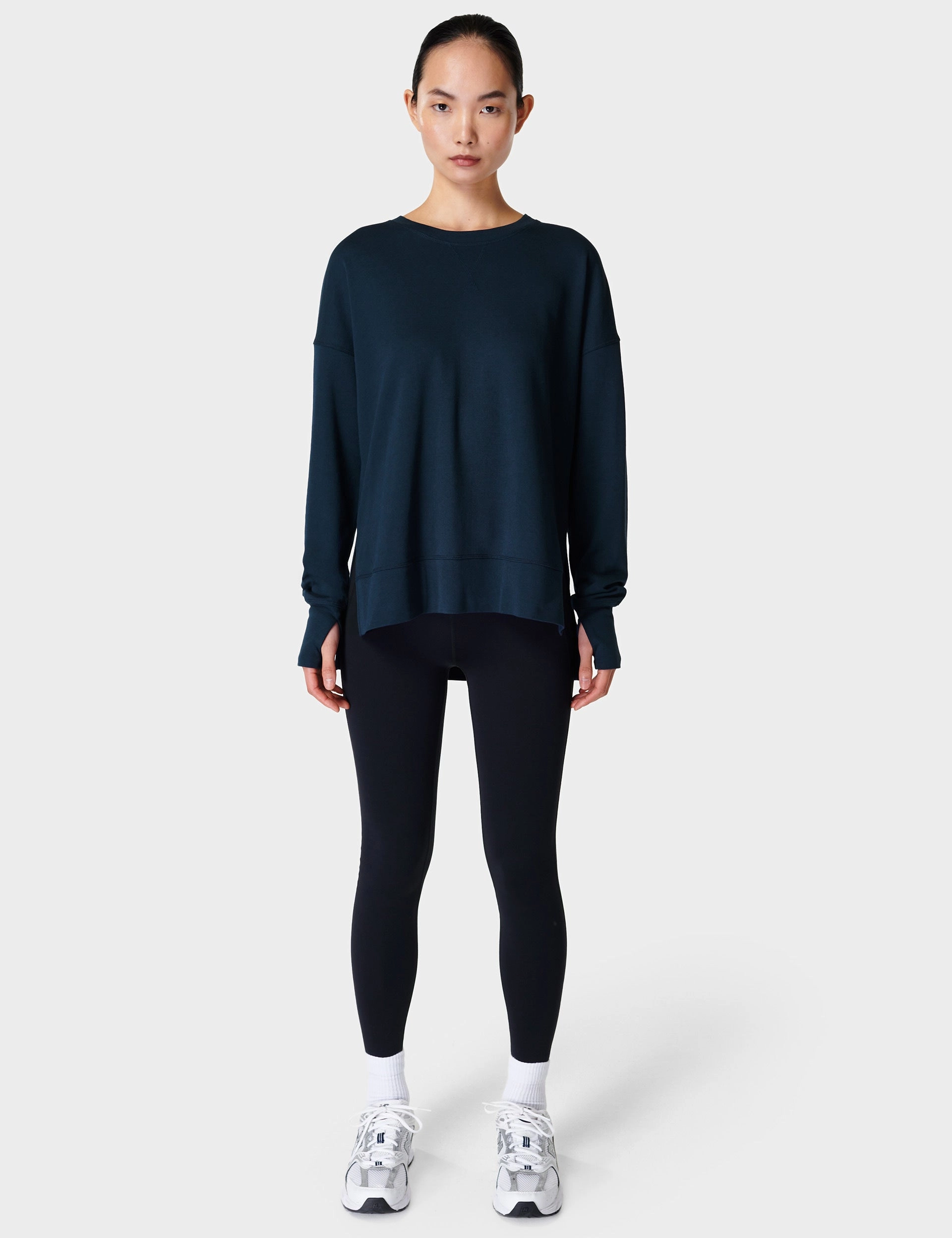 Beauty Glow After Class Longline Sweatshirt - Navy Blue
