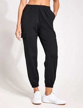 Active Layers Boyfriend Cargo Jogger - Black Heather