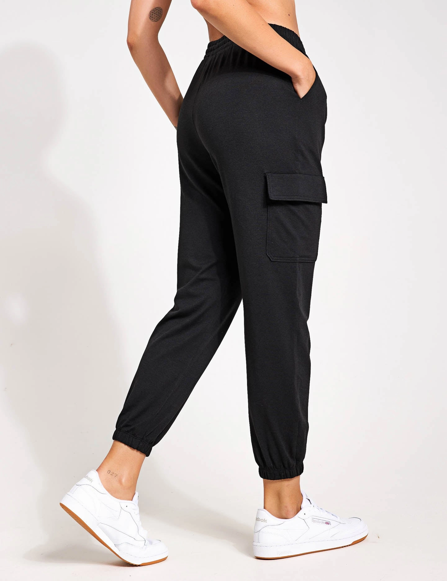 Ergonomic Bent Seam Placement Comfortable Layers Boyfriend Cargo Jogger - Black Heather
