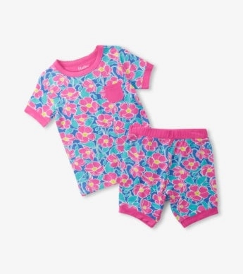 Easy - to - wear Scout wear for children Hatley Bamboo Short Pajama Set - Big Poppies