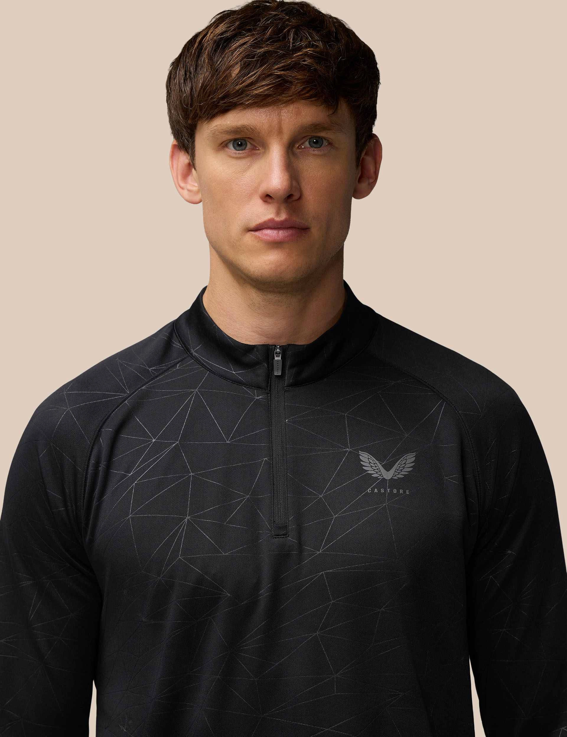 Trend Glow Aop 1/4 Zip Longsleeve Top - Black/Gunmetal