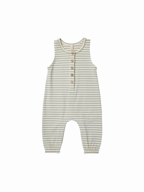 Quincy Mae Sleeveless Jumpsuit - Pistachio Stripe Spring kids' clothing