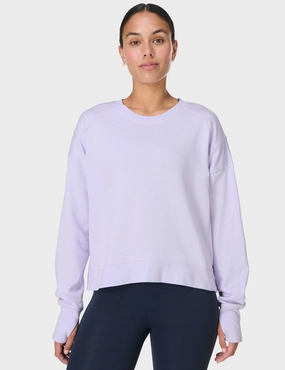 Effortless Fashion casual top After Class Crop Sweatshirt - Heather Purple