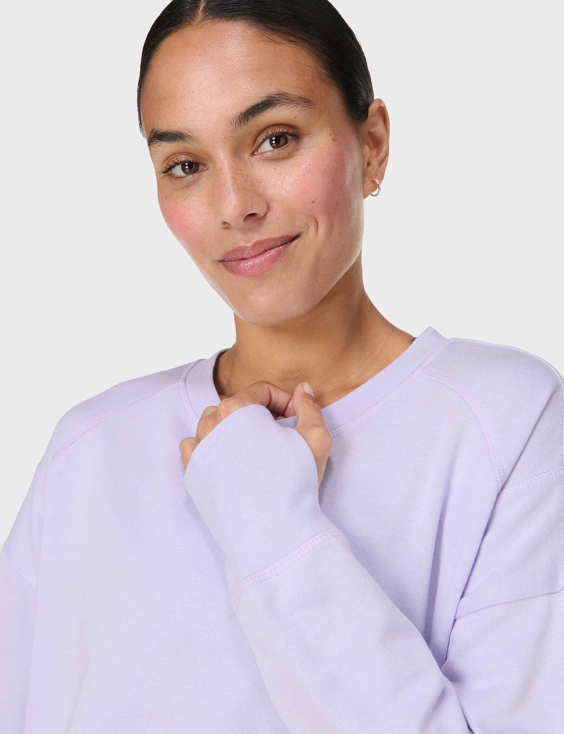 Easy Outfit CompressionFreeCuffs After Class Crop Sweatshirt - Heather Purple