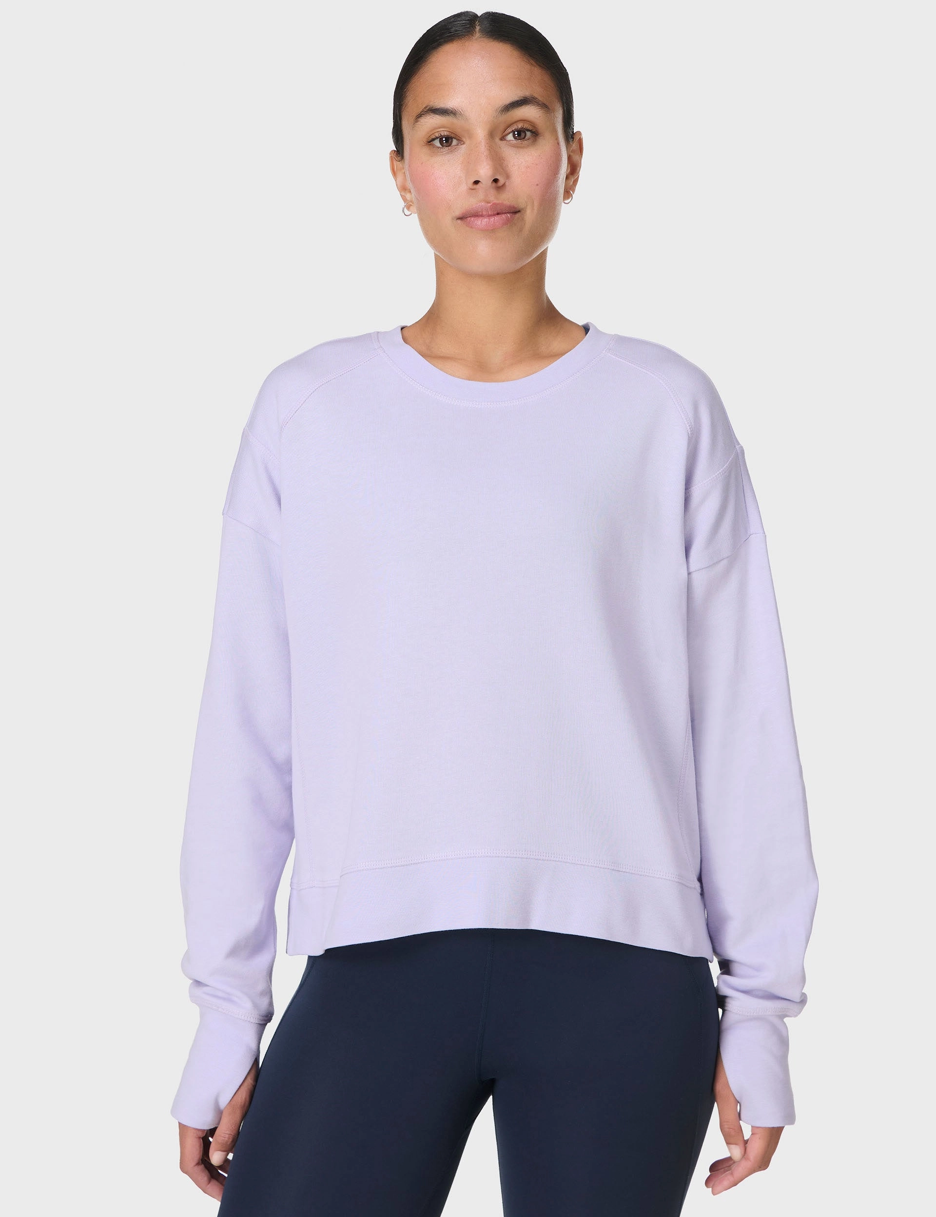 Effortless Fashion casual top After Class Crop Sweatshirt - Heather Purple