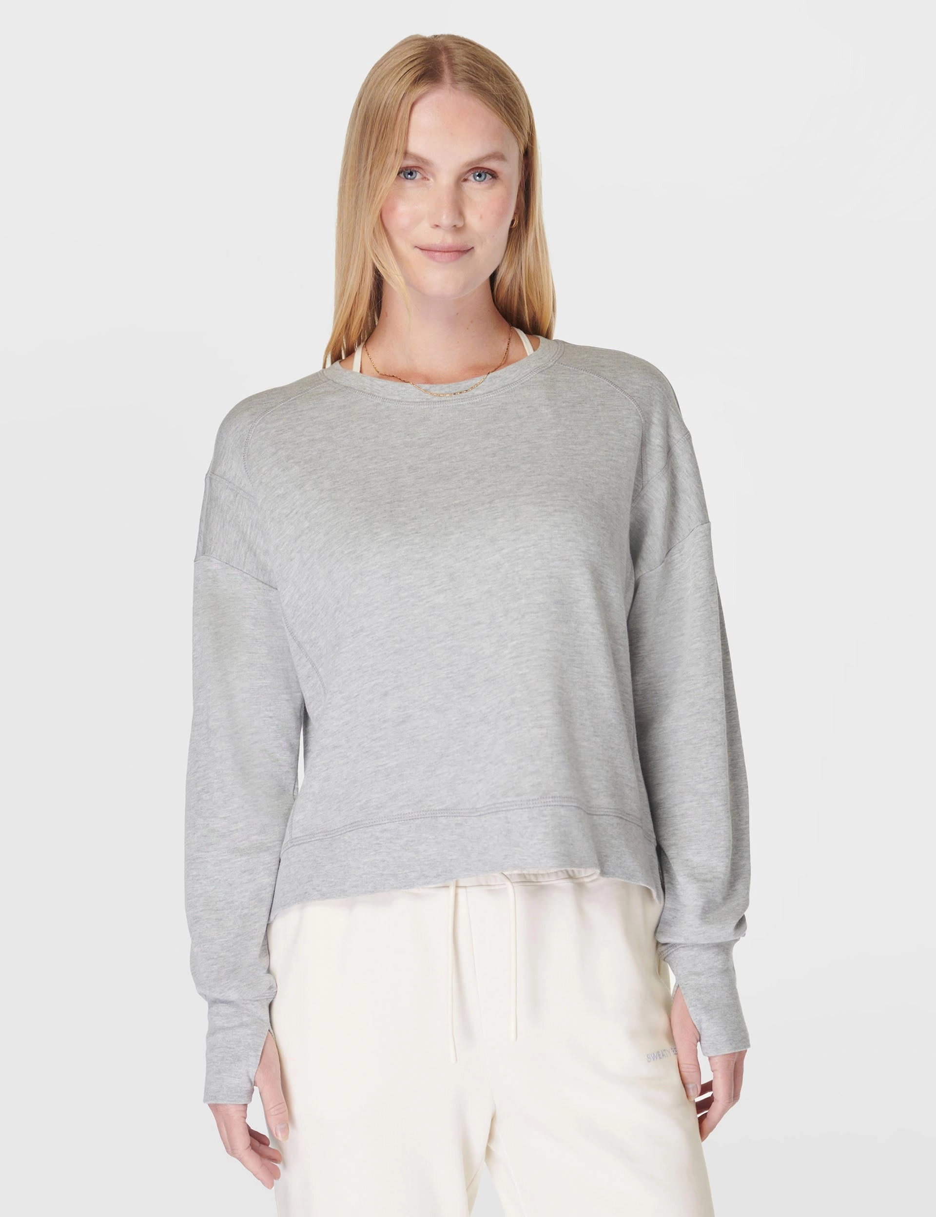 After Class Crop Sweatshirt - Light Grey Marl LightReflectiveTrim Comfortable Wear