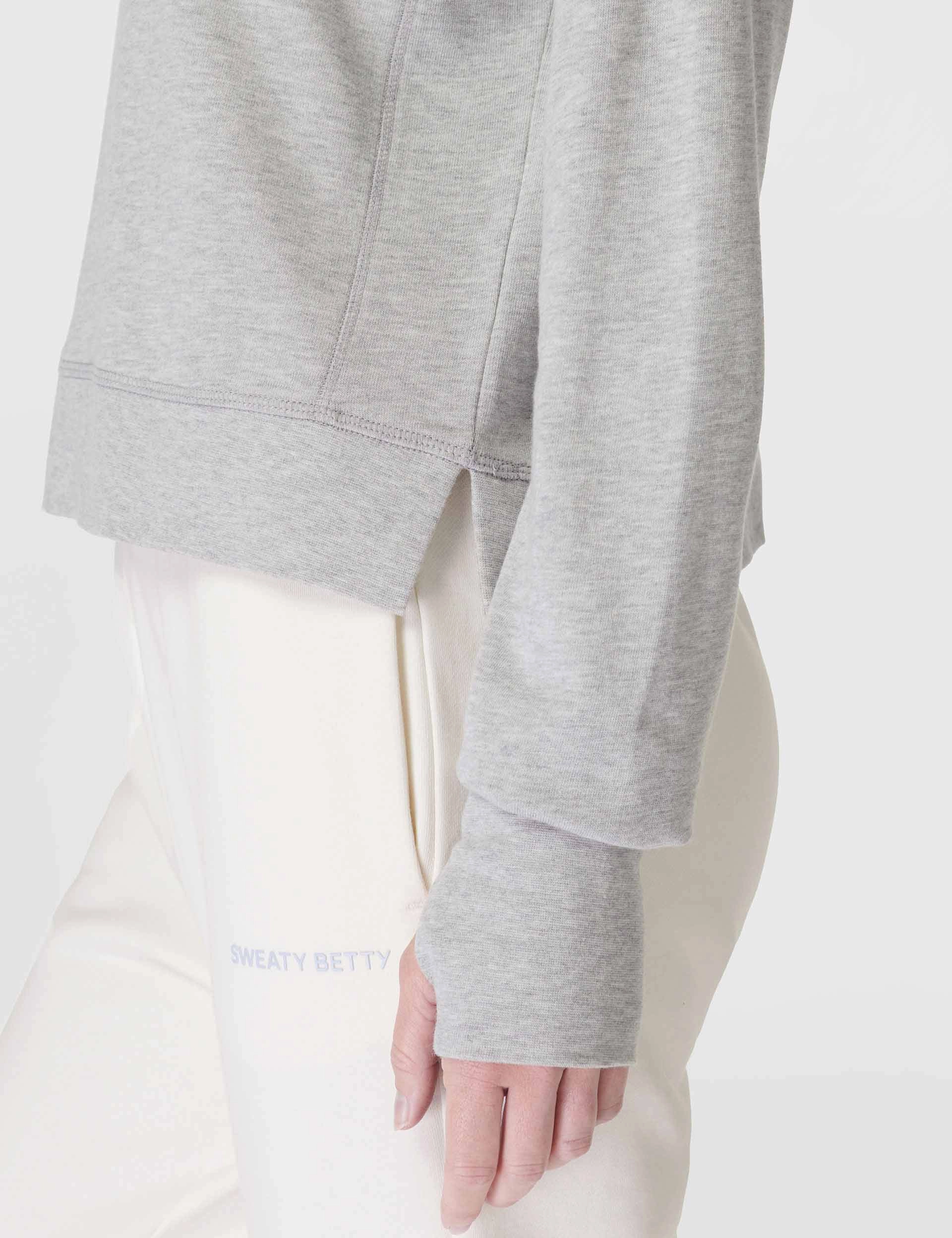 After Class Crop Sweatshirt - Light Grey Marl AdjustableNeckline Tension Balanced Design