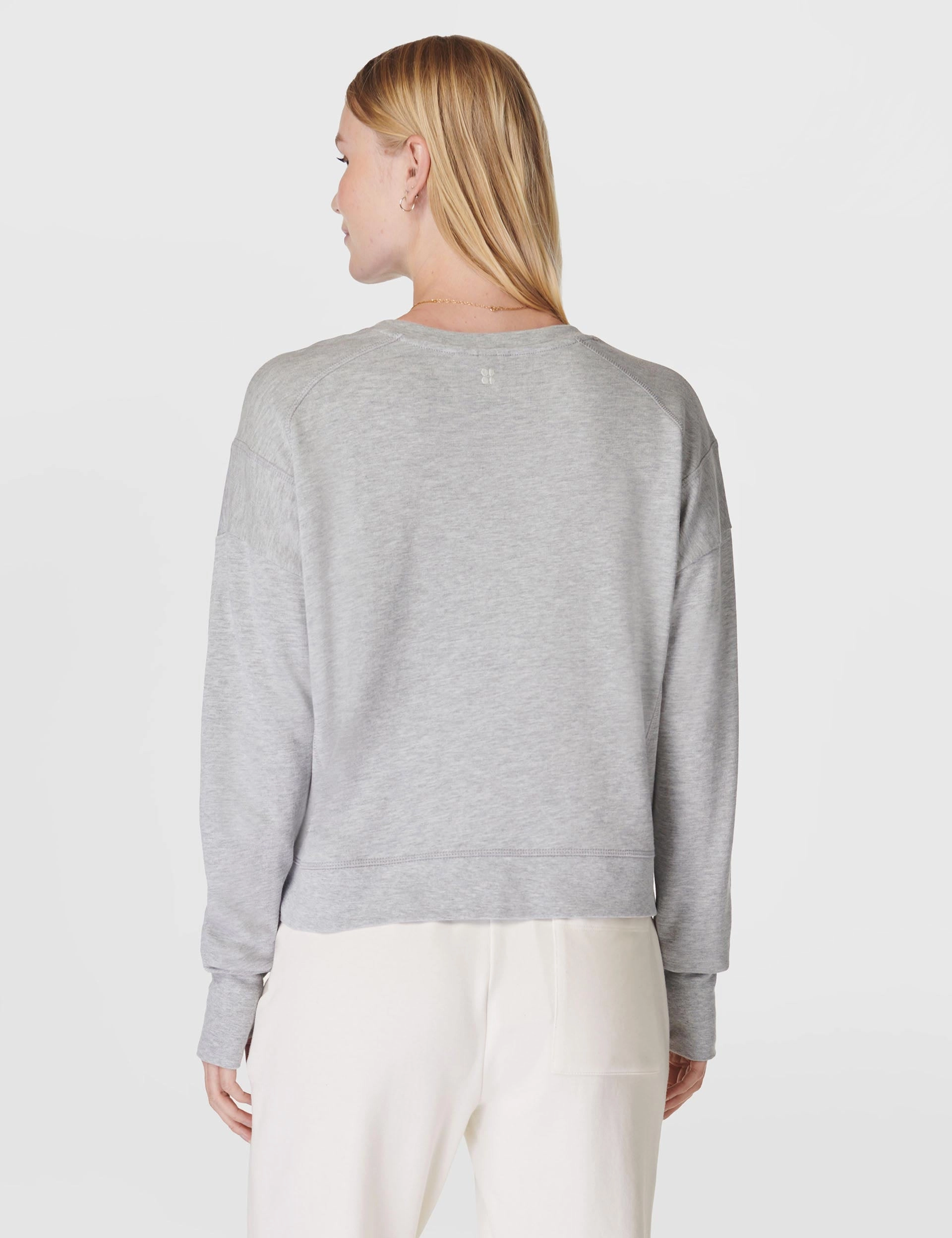 Durable Reinforced Shoulders simple design After Class Crop Sweatshirt - Light Grey Marl