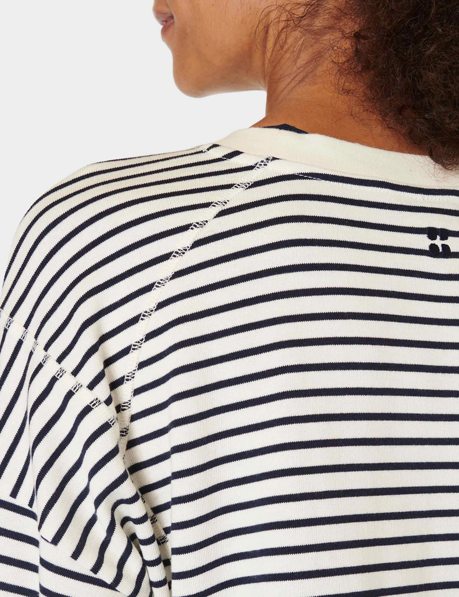 After Class Crop Sweatshirt - Lily White Stripe WaterRepellent Essential Tee