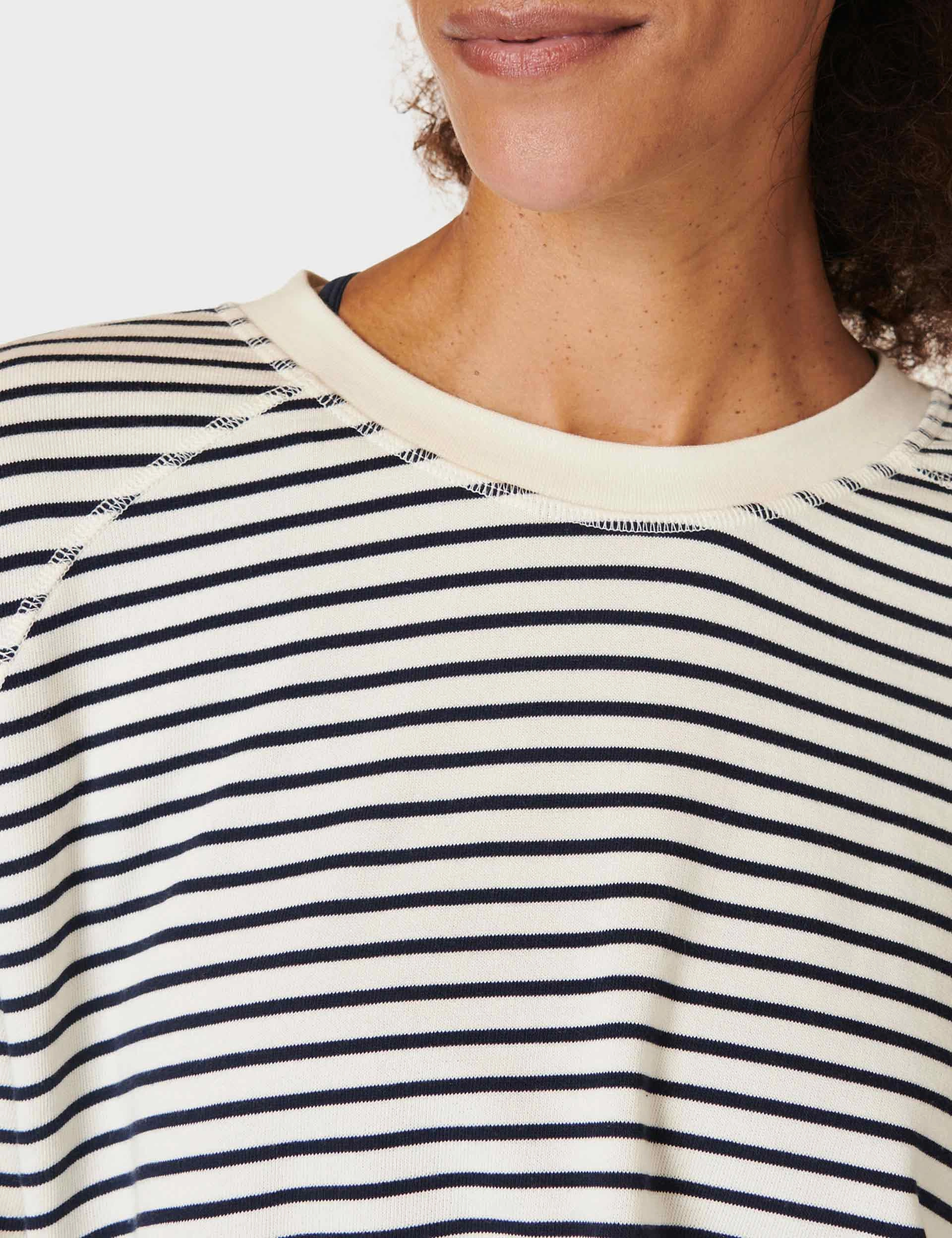 After Class Crop Sweatshirt - Lily White Stripe Street Sport