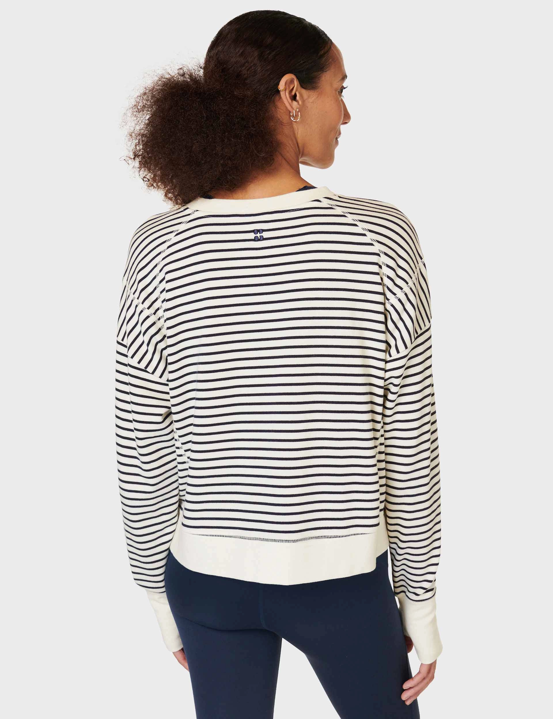 ButterySoftTexture SmoothFinish After Class Crop Sweatshirt - Lily White Stripe