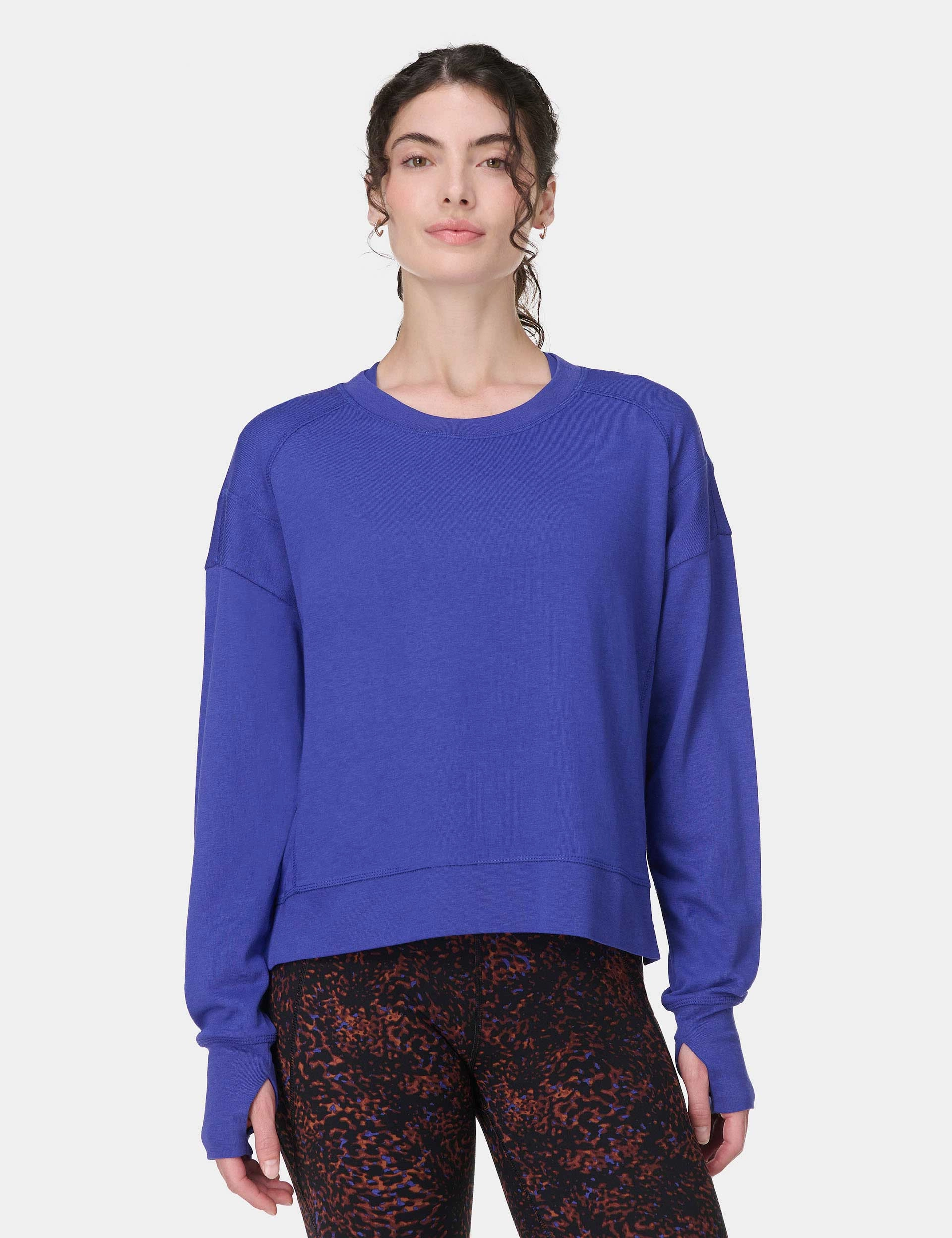 After Class Crop Sweatshirt - Rich Blue Vintage Style