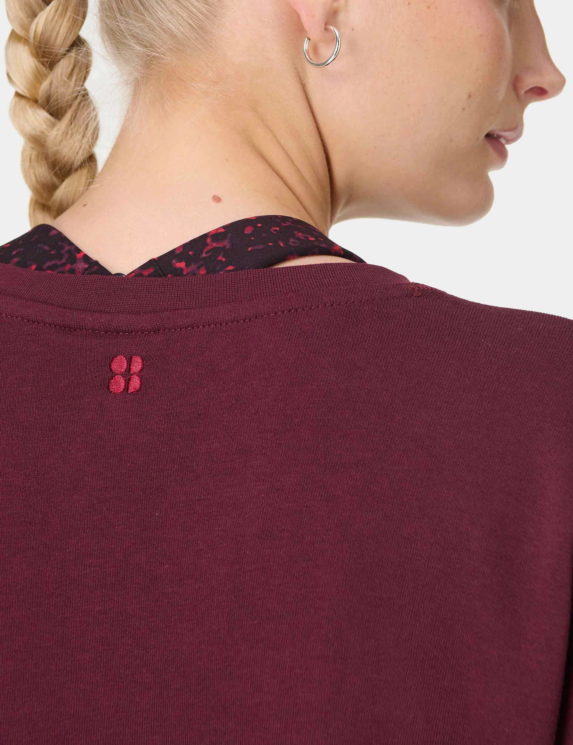 After Class Longline Sweatshirt - Garnet Red Relaxed Look SoftTouchLining