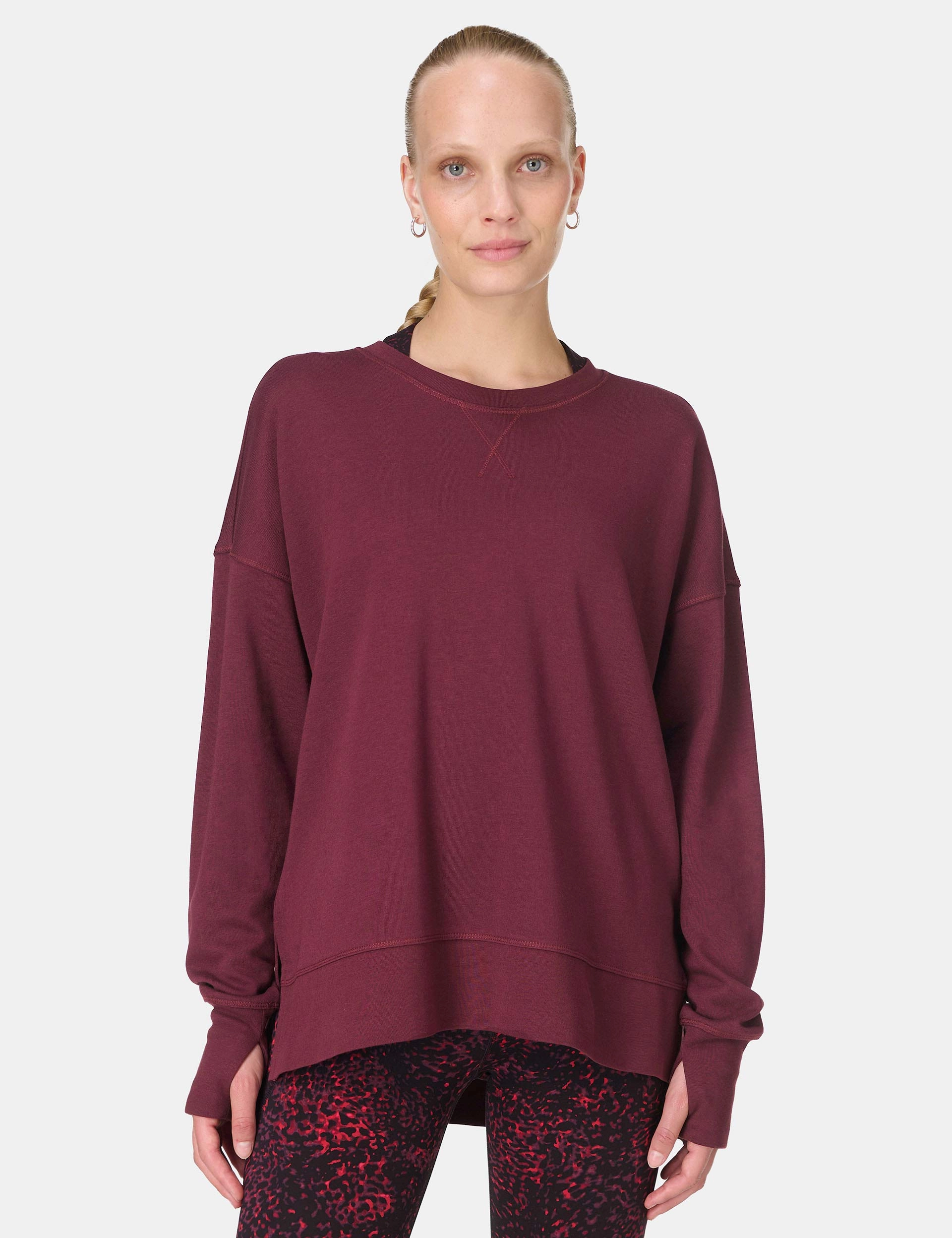 Soft Pants Plane Mood After Class Longline Sweatshirt - Garnet Red