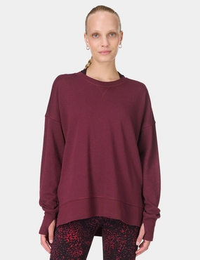 Soft Pants Plane Mood After Class Longline Sweatshirt - Garnet Red