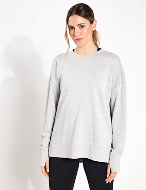 Wool Fit Fashion Core After Class Longline Sweatshirt - Light Grey Marl