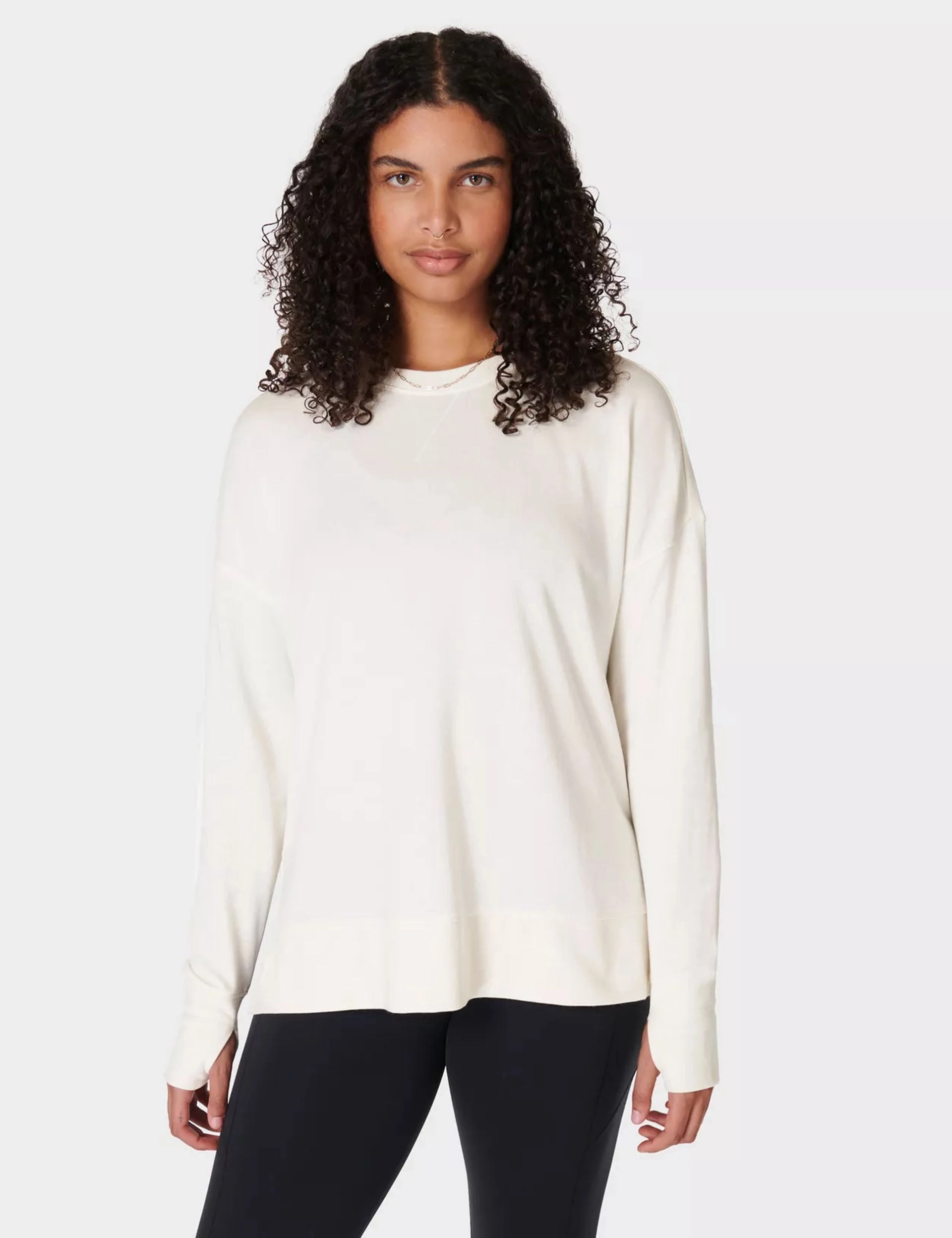 After Class Longline Sweatshirt - Lily White Casual Fit