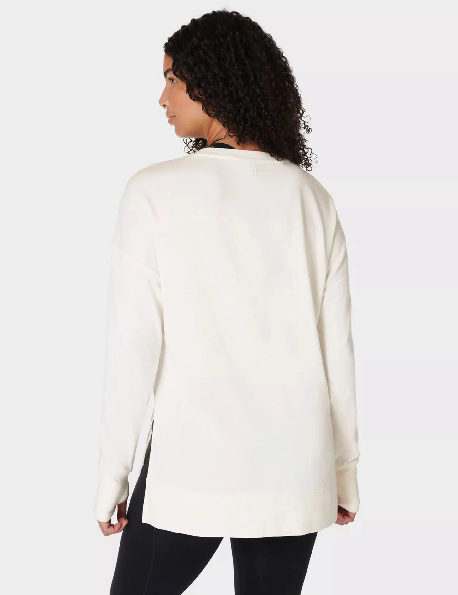 After Class Longline Sweatshirt - Lily White Flexible Hemline