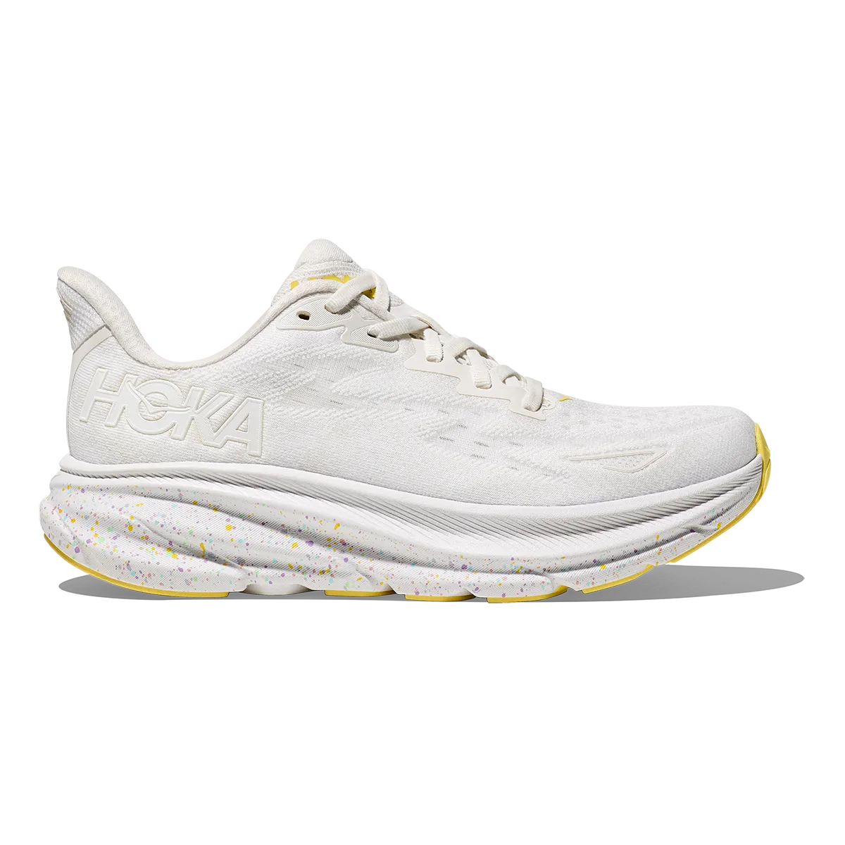 Textured Hoka Clifton 9 - White - Lemonade