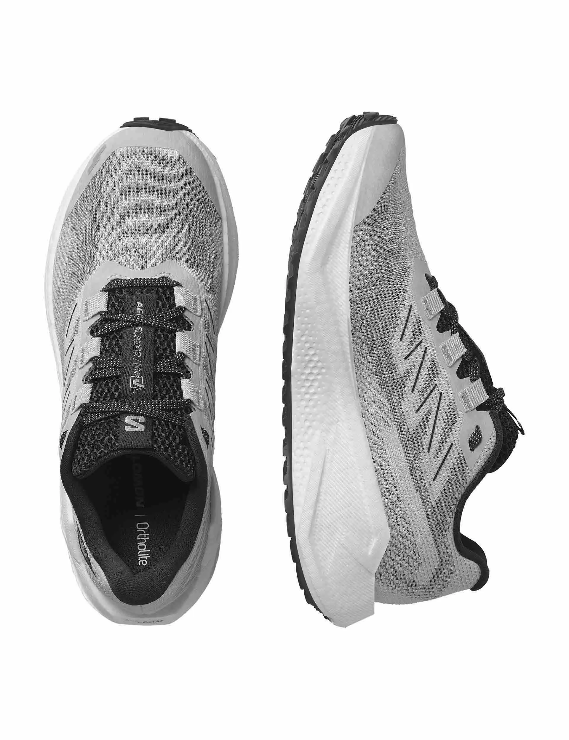 Aero Blaze 3 Grvl - Lunar Rock/White/Black elevated - heel - feature shoes running in fog shoes