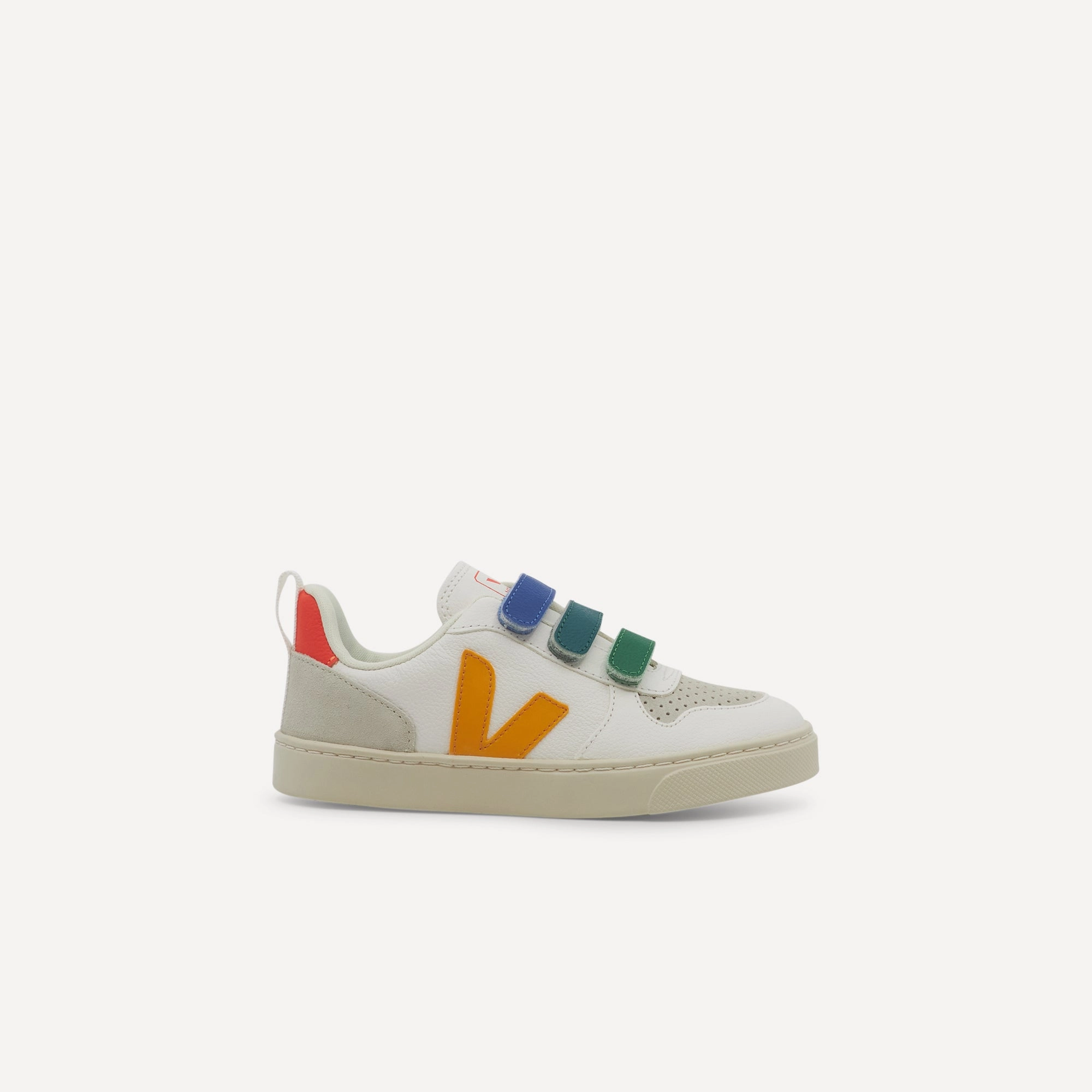 Durable Outsole Design Veja V-10 Chromefree Leather Multico / Extra White / Ouro Kids
