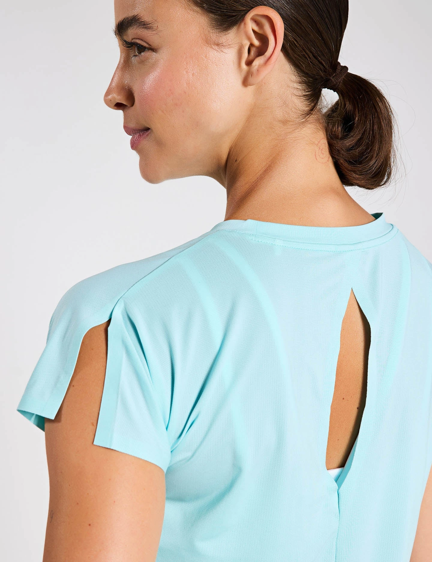 Ribbed Trim Details Aina T-Shirt - Blue Soft