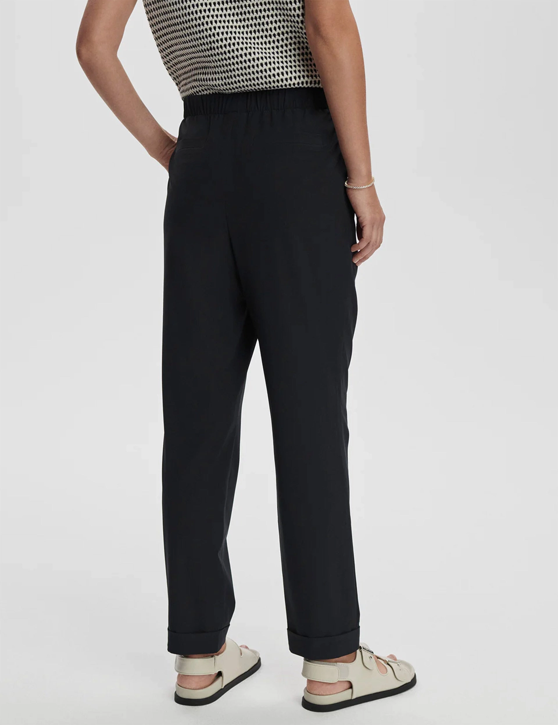 Alana Slim Tapered Cuff Pant 27" - Black Elasticized Ankle Cuffs