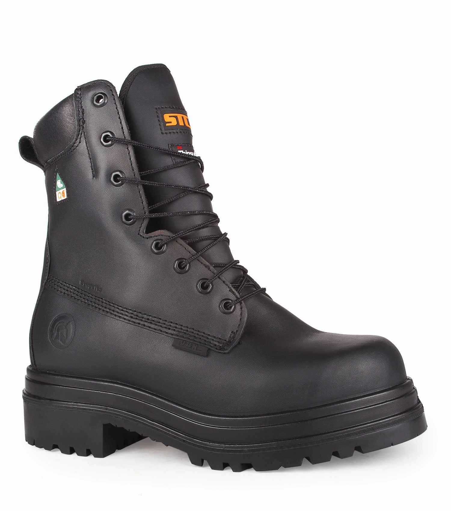Anti Slip Insole Texture Coordination Alertz, Black | 8" Waterproof Leather Work Boots | Vibram TC4 