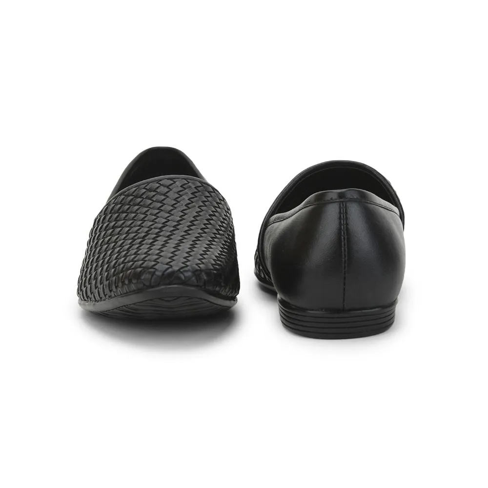 Structured Collar Support Fortune (Black) Formal Slip on Shoes For Men JPL-247 By Liberty