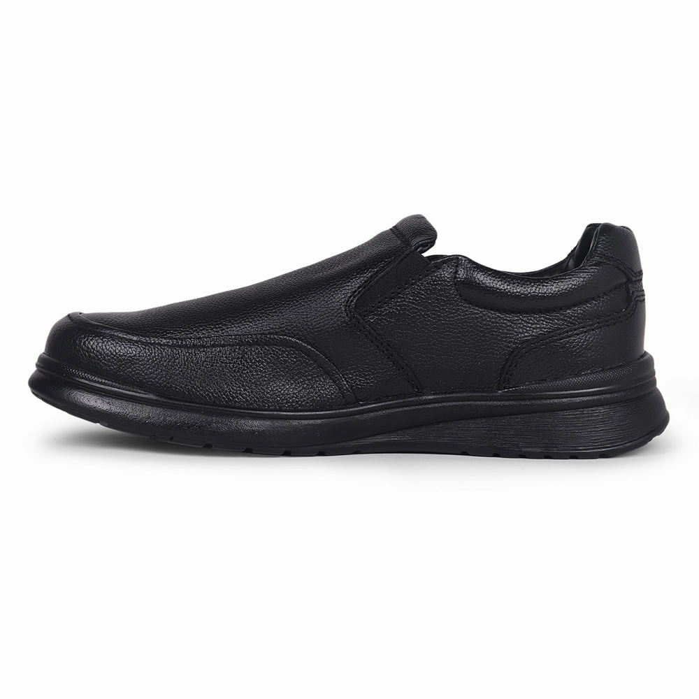 Fortune Black Formal Non Lacing Shoes For Men DEOX-1E By Liberty Cushioned Midsole Tech