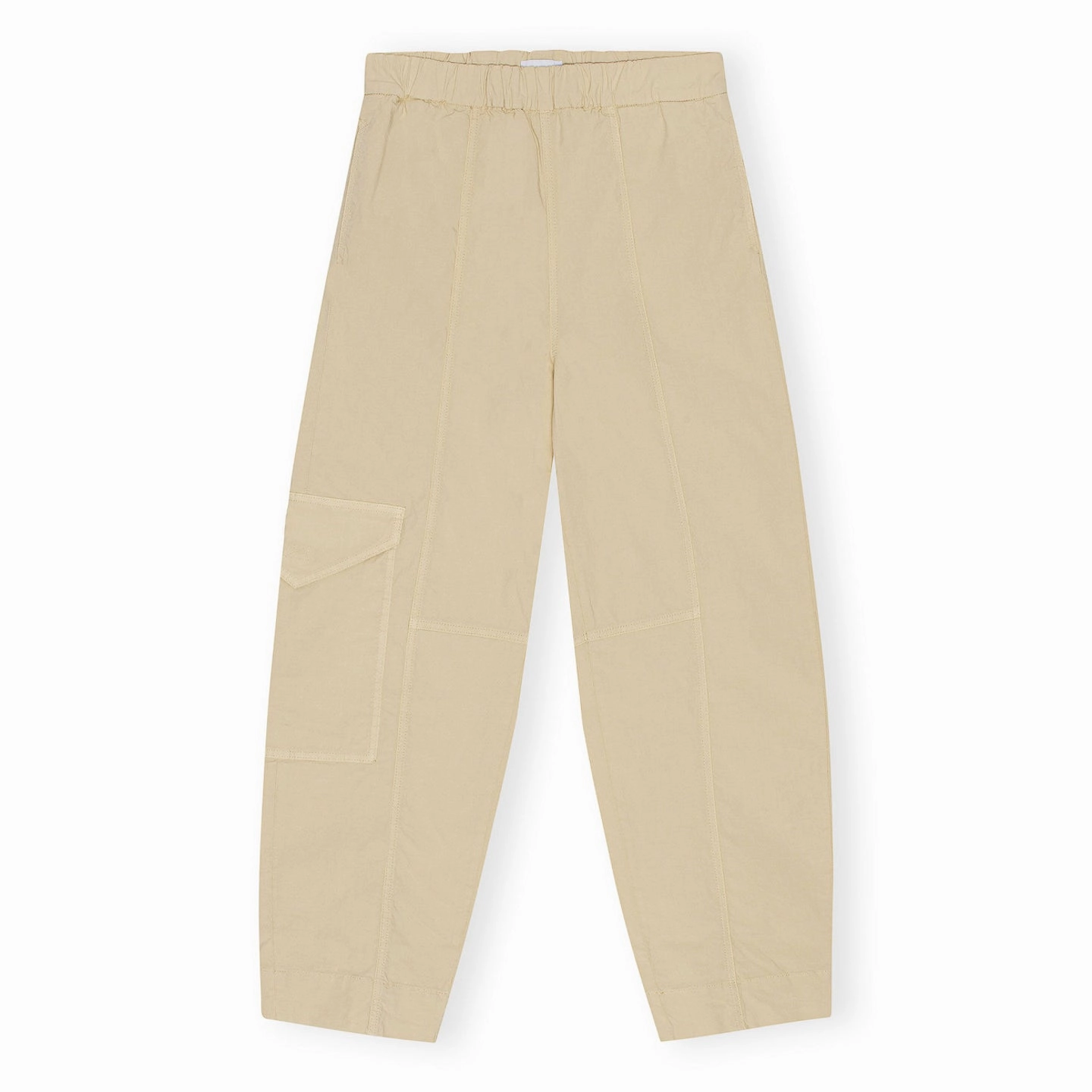 Ganni Washed Cotton Canvas Elasticated Curve Pants 'Pale Khaki' QuickAccess Pockets