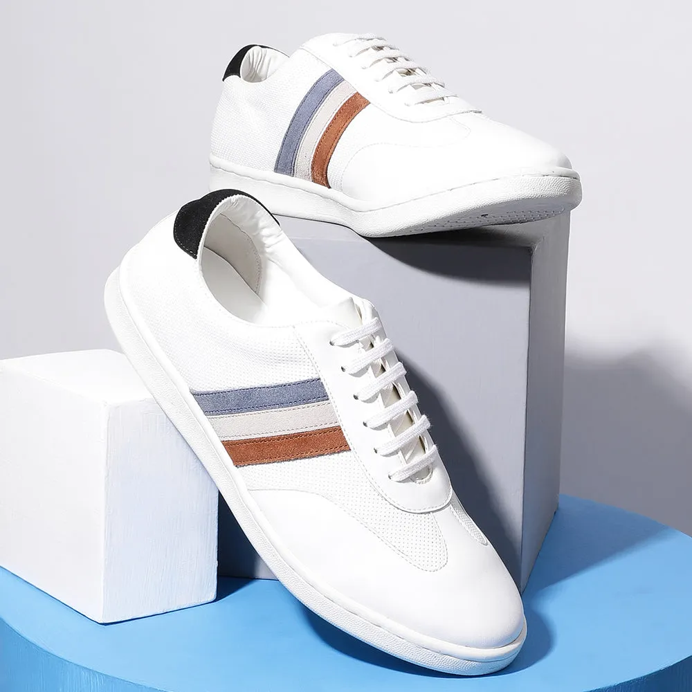 Healers Casual White Lacing Sneakers For Men SYN-45 By Liberty Gel Infused yoga shoes